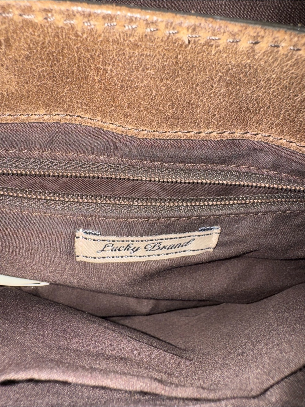 Lucky Brand Leather Brown & Tan Embroidered Crossbody Bag - Picture 4 of 8